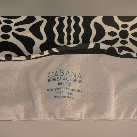 Cabana Beach Tankini Bathing Suit Top. Black and White. Size 12. - Picture 3 of 3